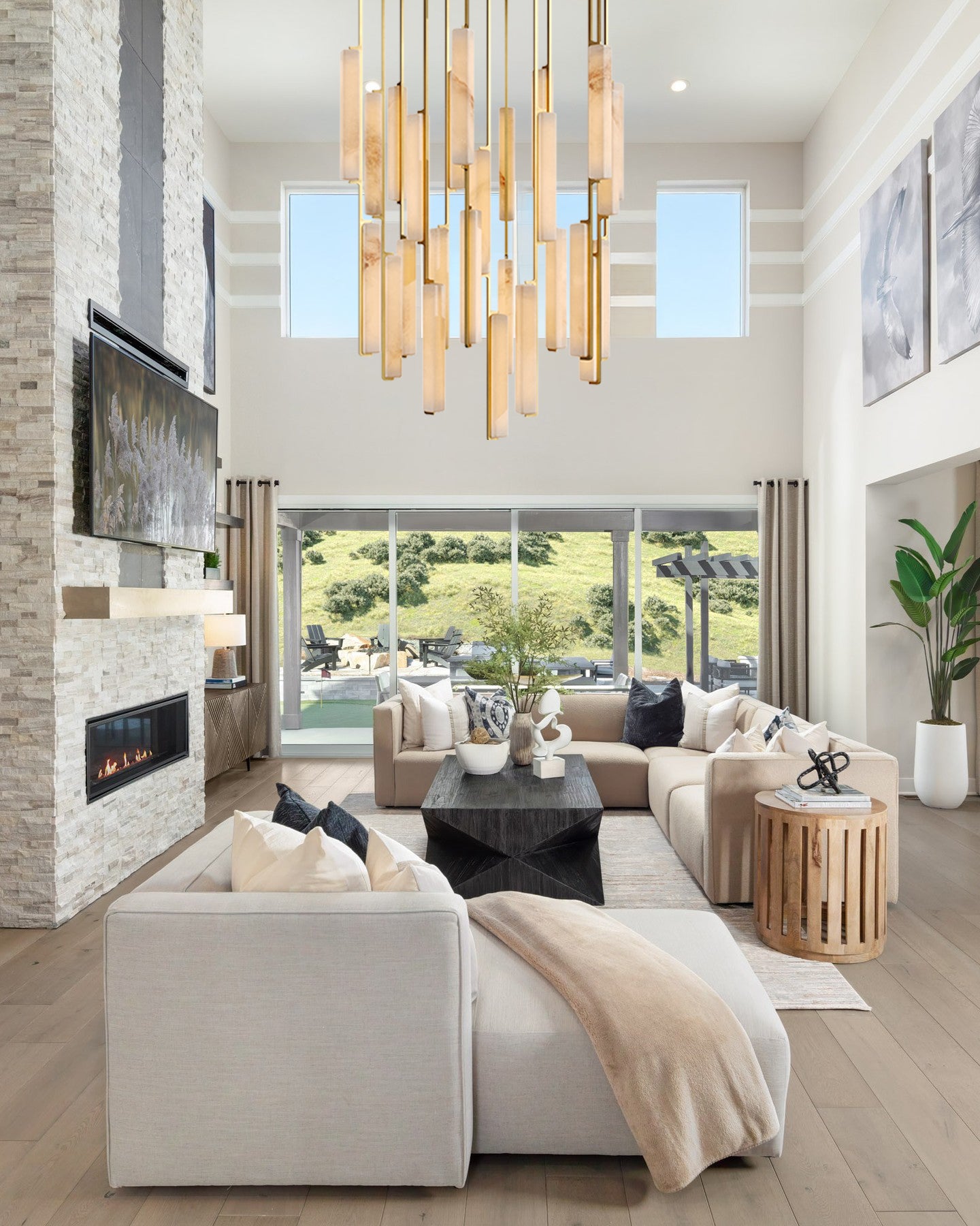 BUDUBON ALABASTER ROUND CHANDELIER 56"