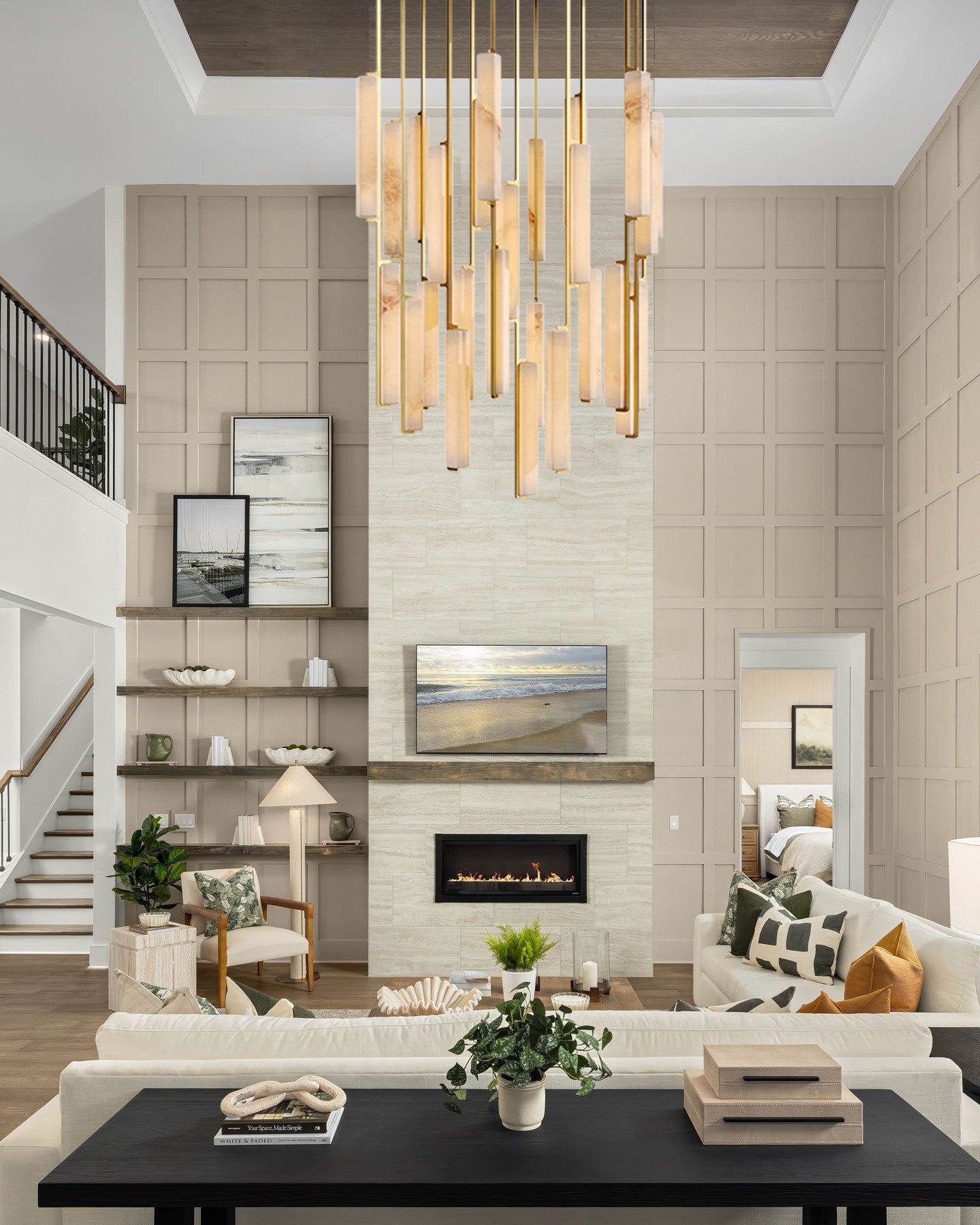 BUDUBON ALABASTER ROUND CHANDELIER 56"