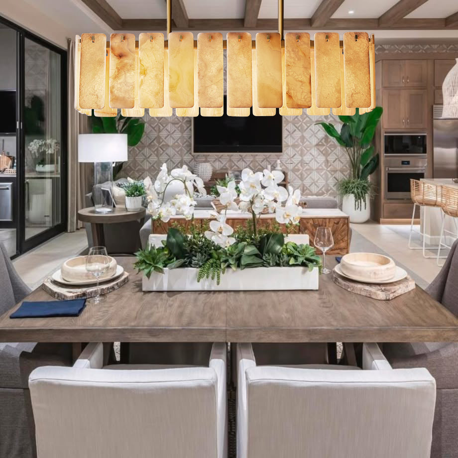 Calametta Onyx Rectangular Chandelier, Chandelier for Dining Room