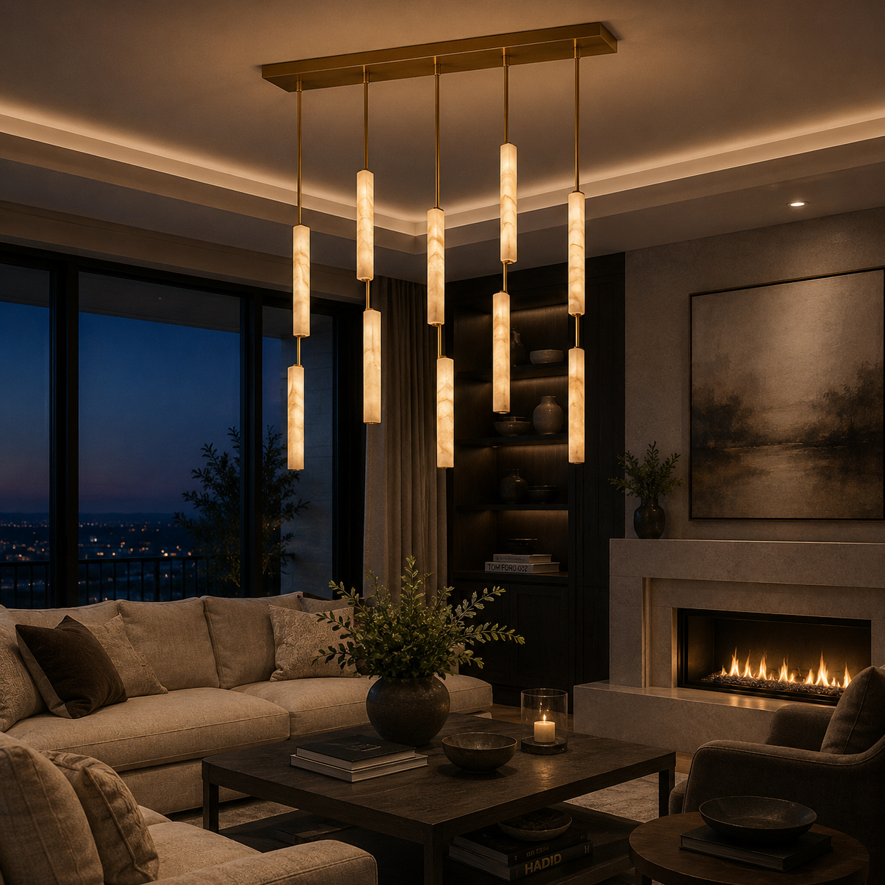 Budubon Alabaster Linear Chandelier
