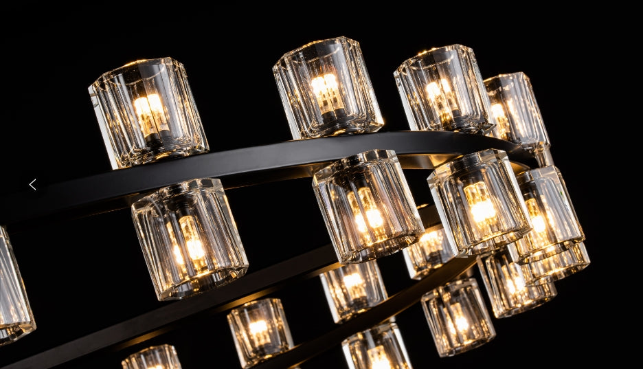 DRCACHON LED ROUND BLACK WAGON WHEEL CHANDELIER 36"