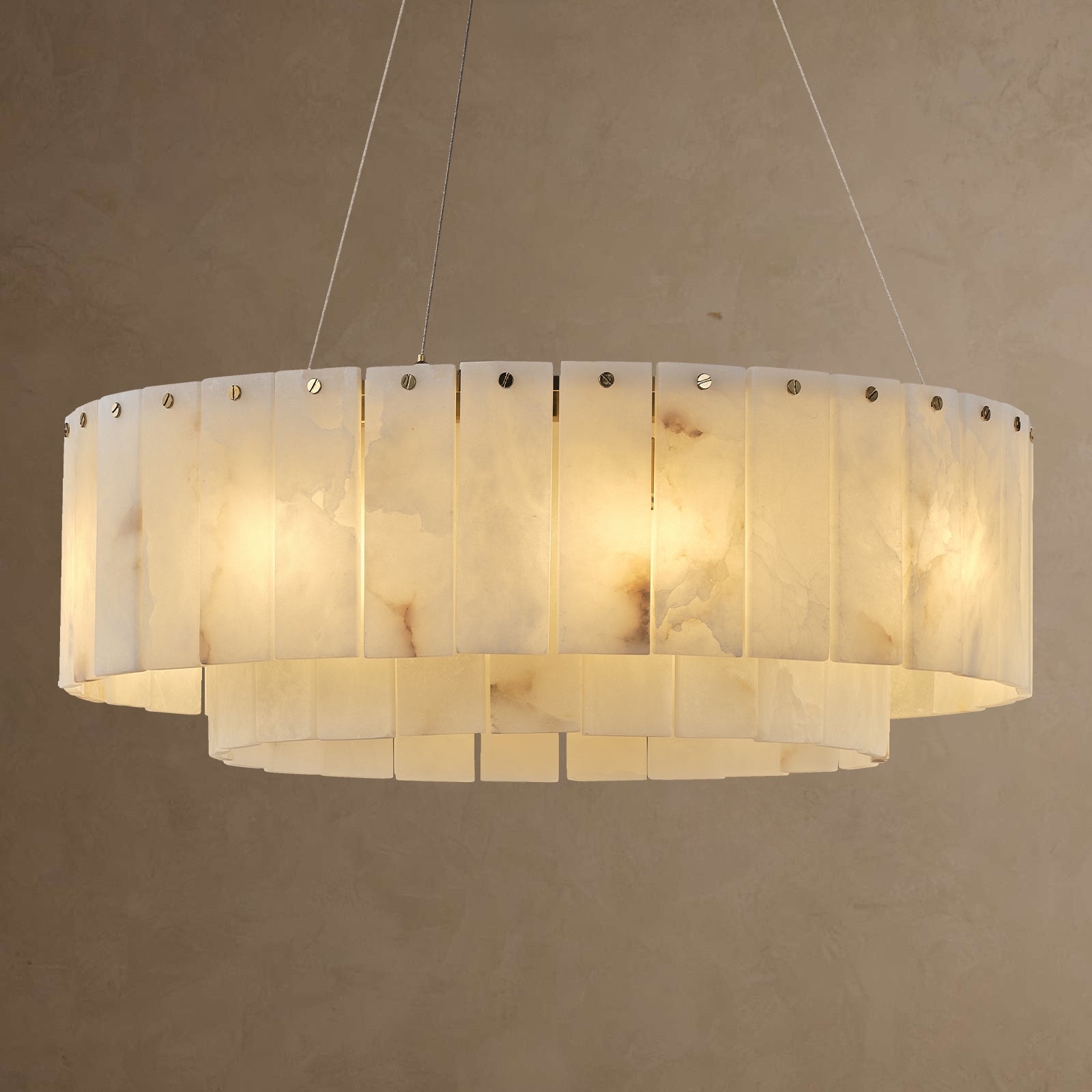 Nonzerad 31" 10 - Light 2 - Tier Alabaster Dining Room Gold Chandelier Pendant Lights