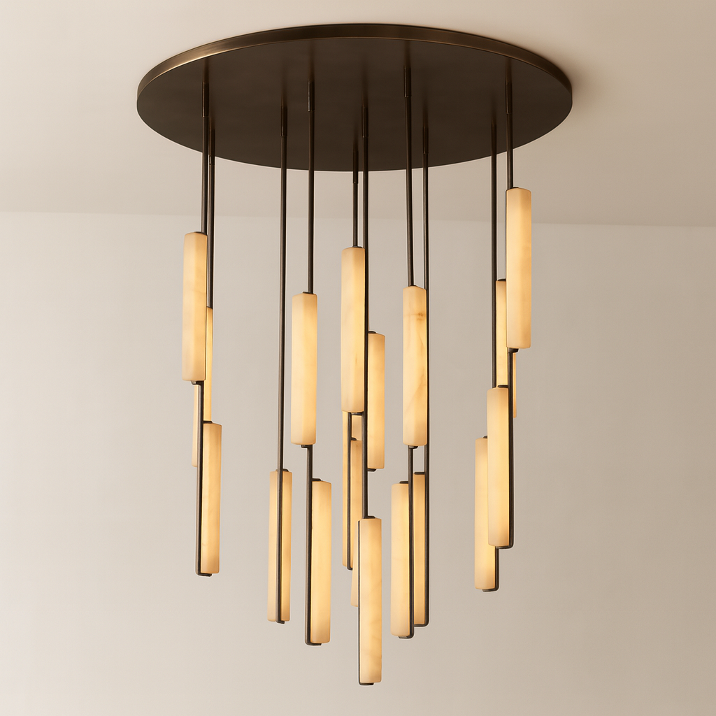 BUDUBON ALABASTER ROUND CHANDELIER 56"