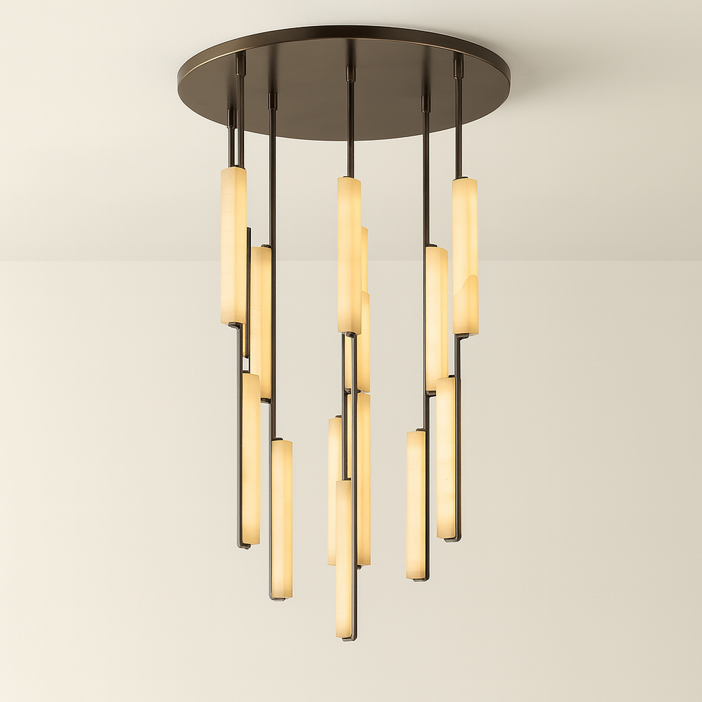 BUDUBON ALABASTER ROUND CHANDELIER 40"