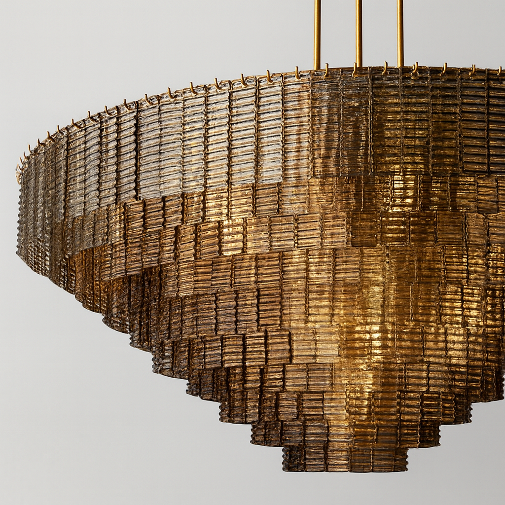 LIRENE SMOKE GLASS ROUND CHANDELIER