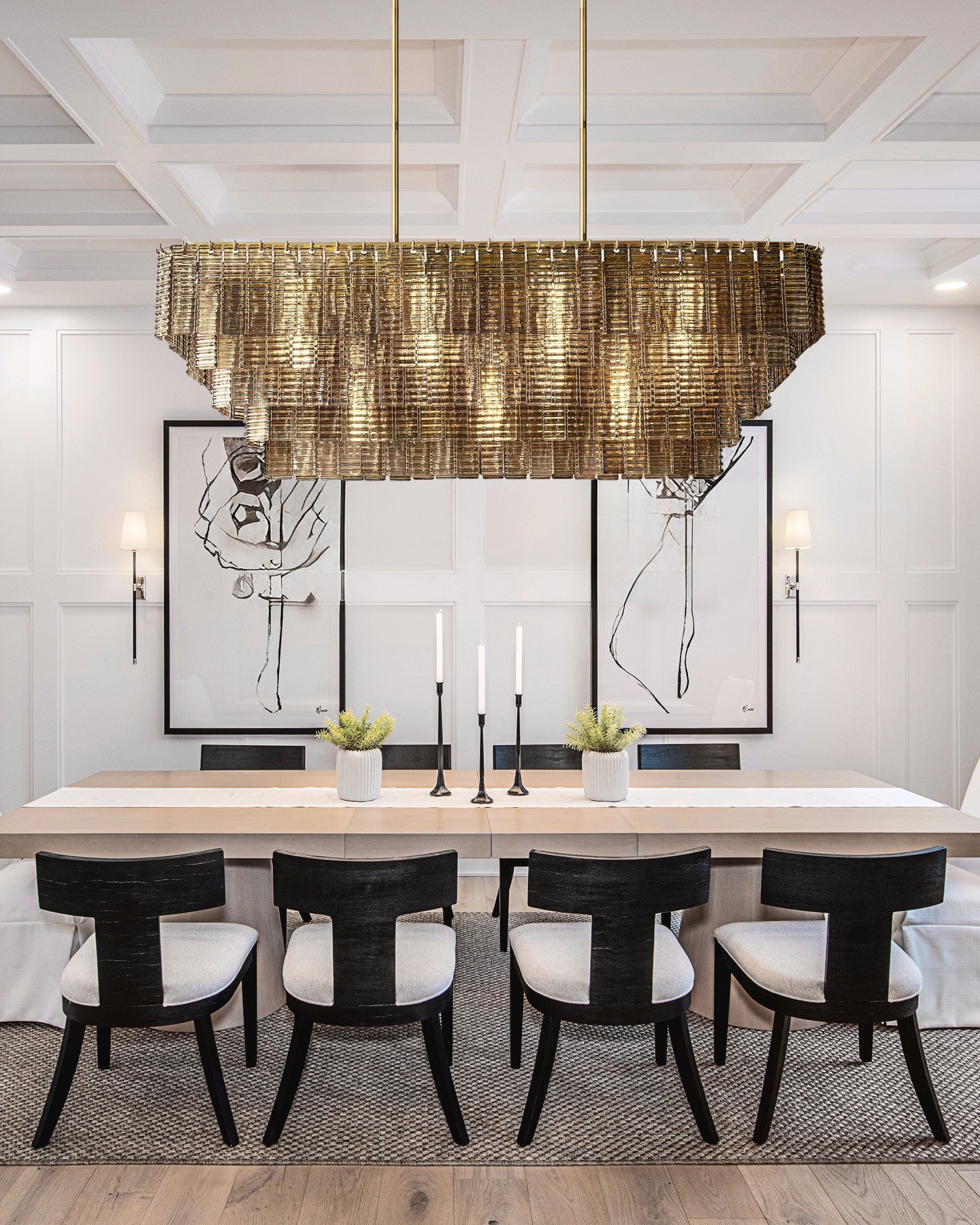LIRENE SMOKE GLASS RECTANGULAR CHANDELIER 77"