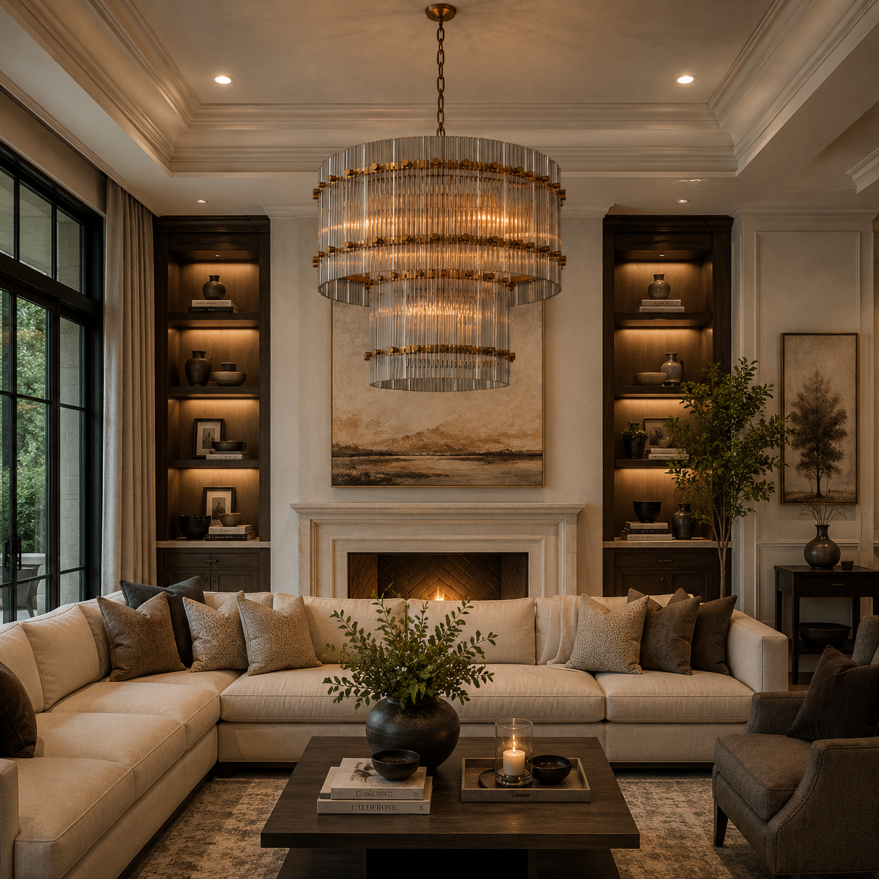 San Marca Glass Two-Tier Round Chandelier