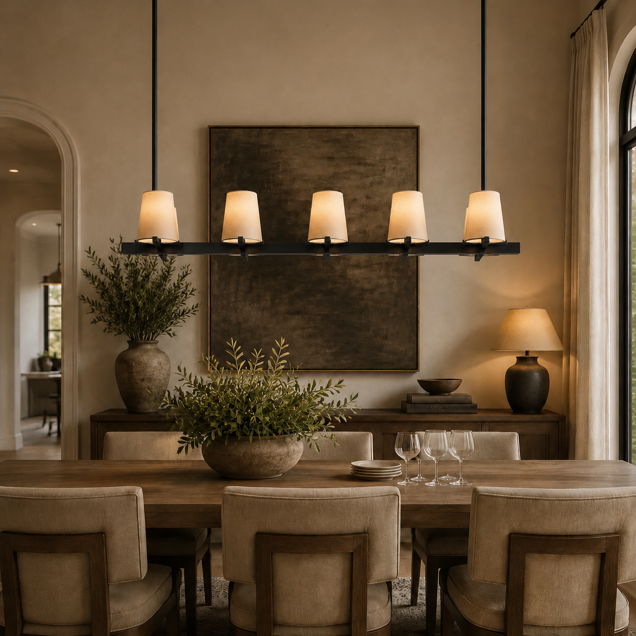 Pauillace Fabric Shade Linear Chandelier