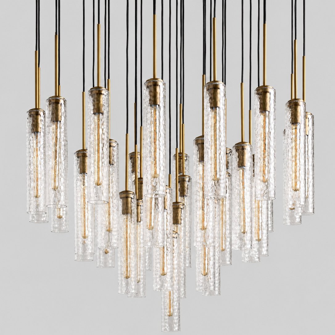 Colleena Hammered Glass Round Chandelier