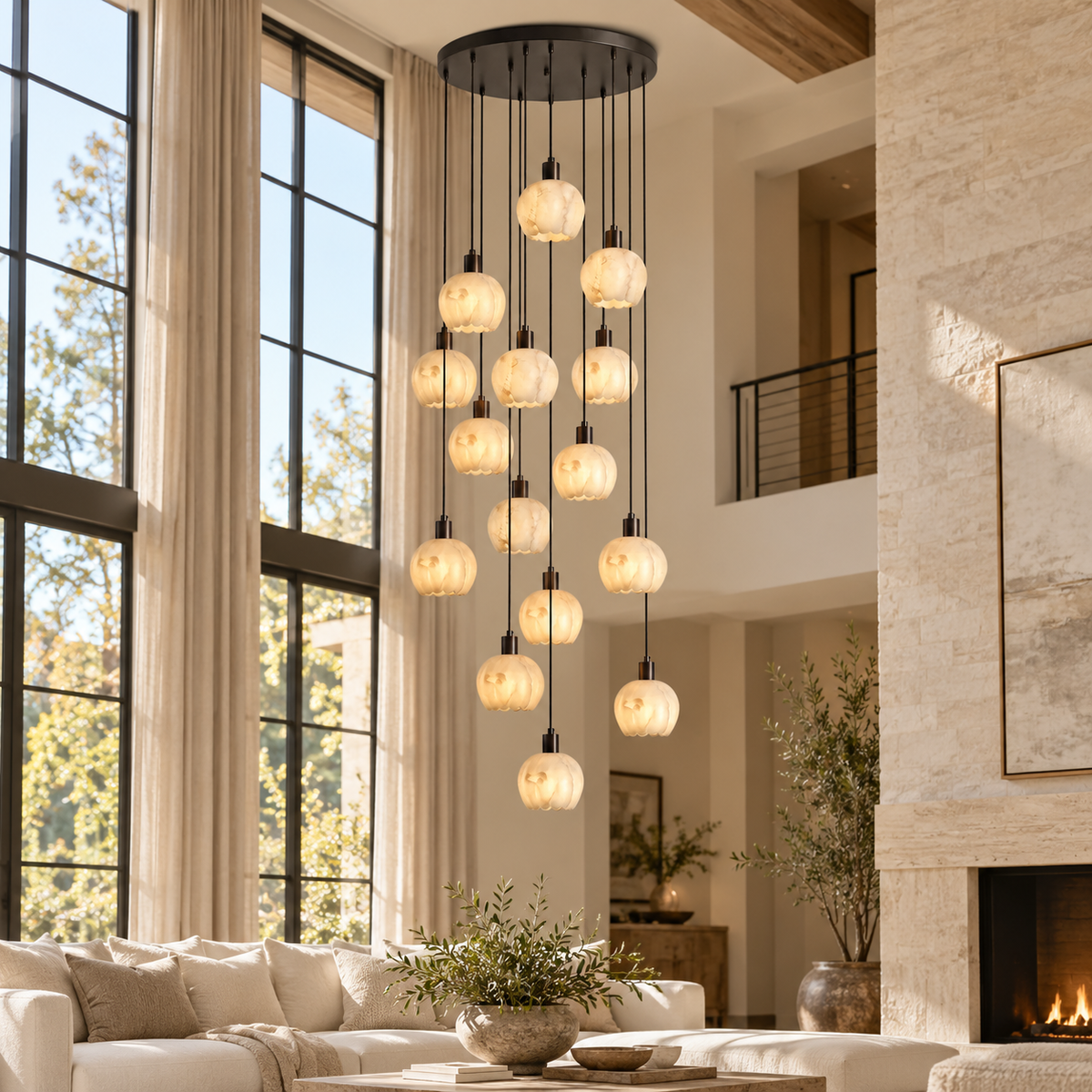 Alabaster Petal Cluster Chandelier