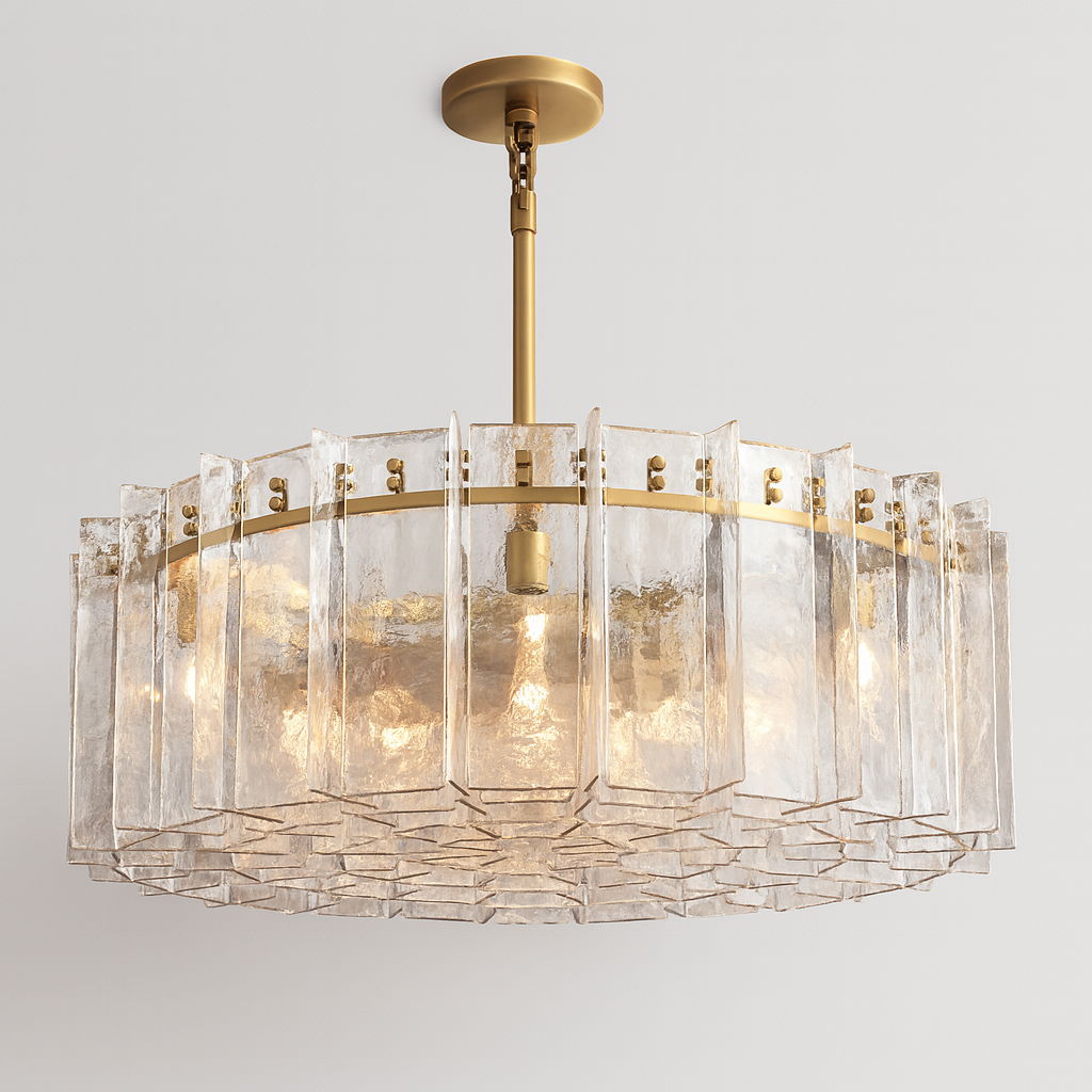 HATTICE CLEAR GLASS ROUND CHANDELIER 48"