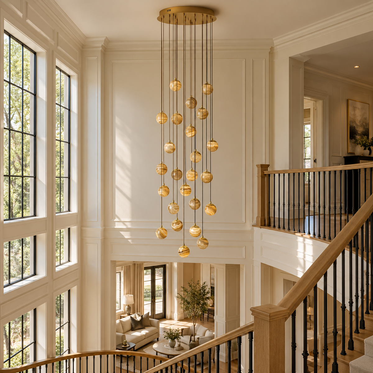 Ambrose Alabaster Globe Cascade Chandelier