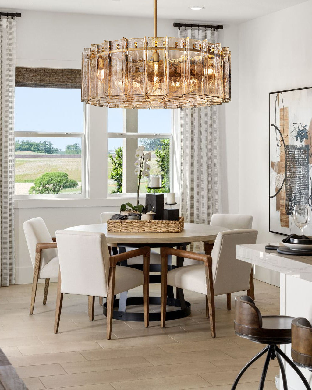 HATTICE SMOKE GLASS ROUND CHANDELIER 48"