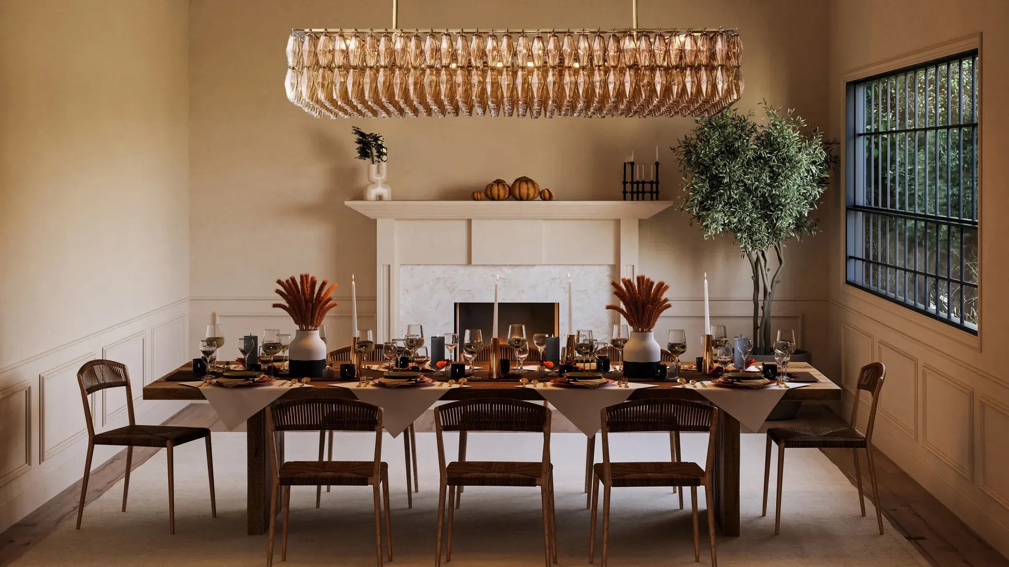 Dhiara Smoke Glass Rectangular Chandelier