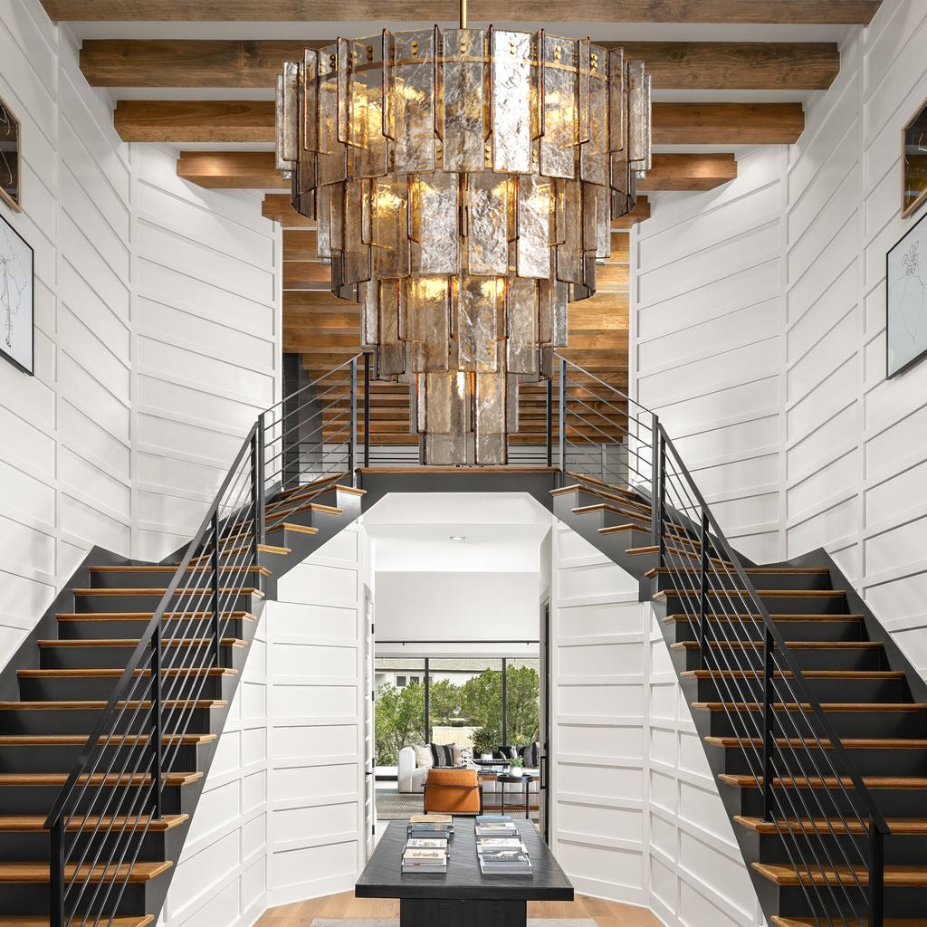 HATTICE SMOKE GLASS TIERED CHANDELIER 47"