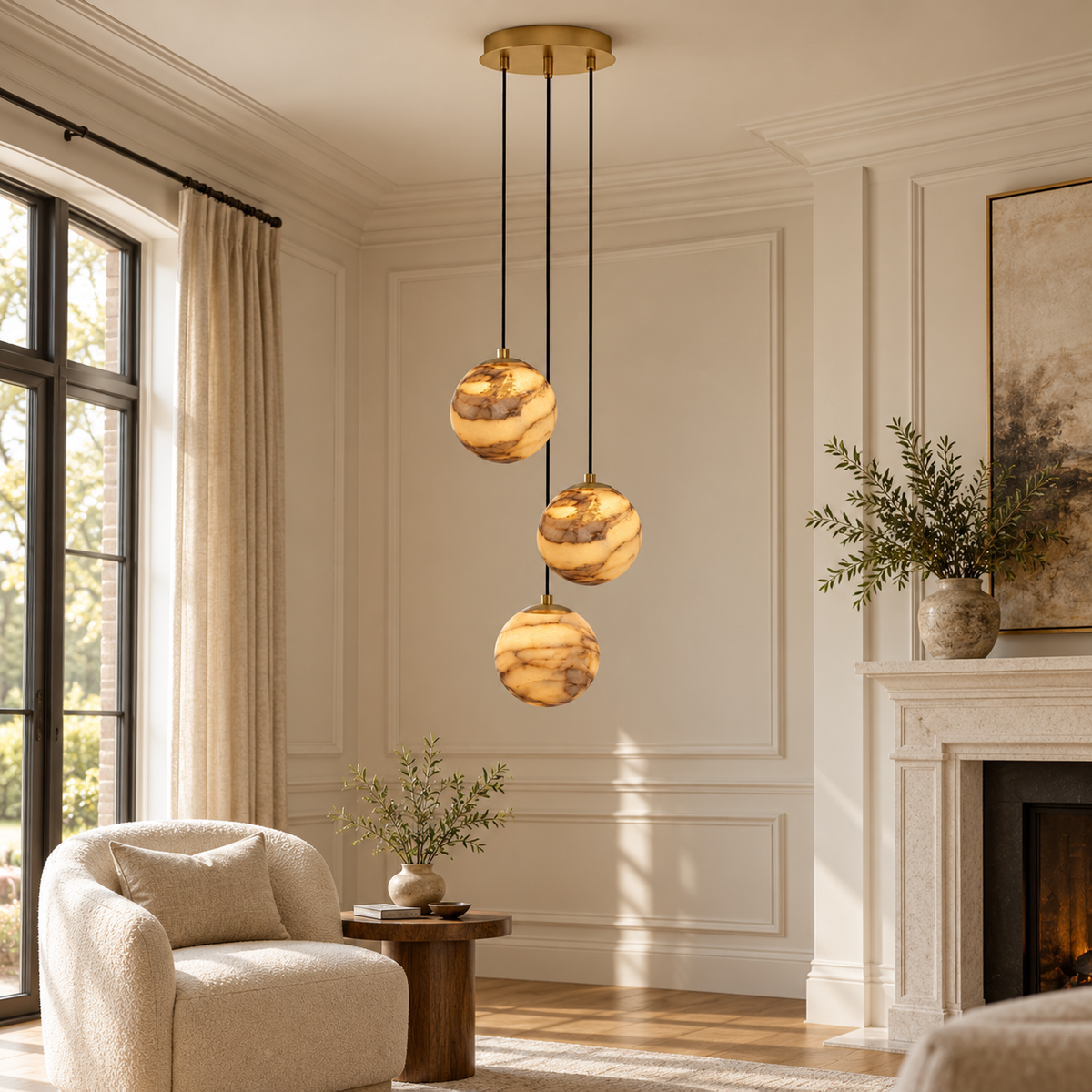Ambrose Alabaster Globe Cascade Chandelier