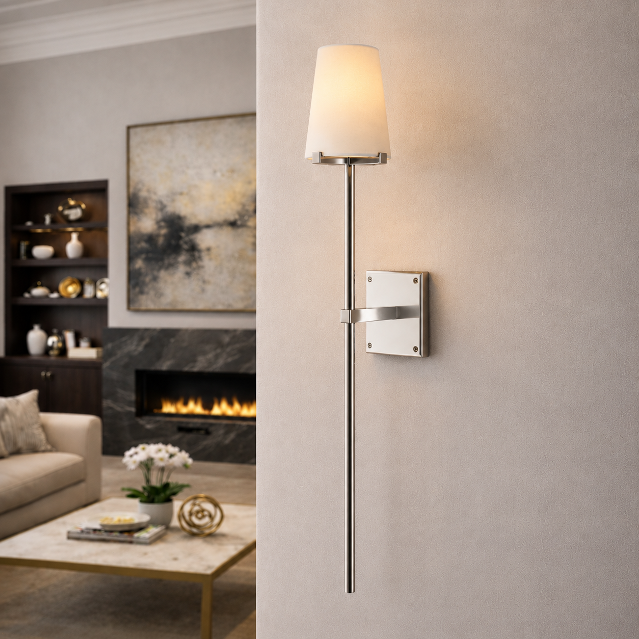 Pauillace Fabric Shade Torch Sconce