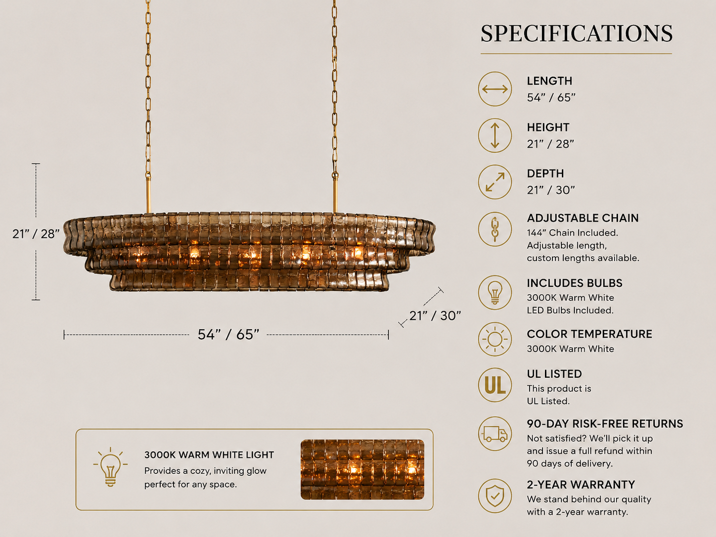 Ghiaccio Oval Chandelier