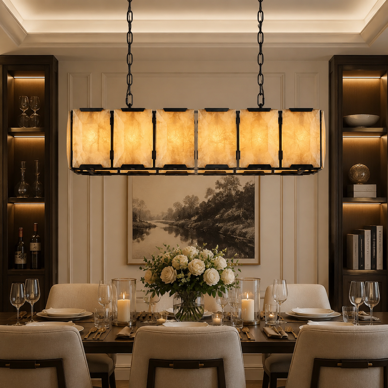 Marlow Calcite Rectangular Chandelier