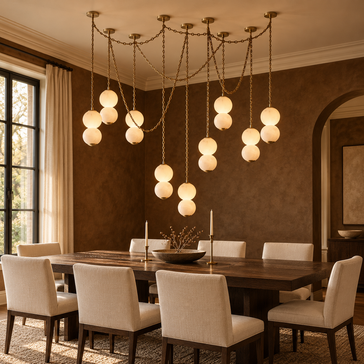 Stacked Alabaster Chain Chandelier