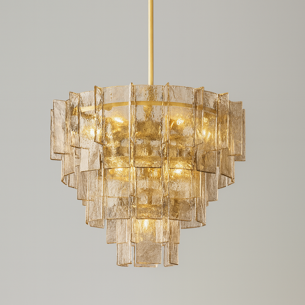 HATTICE SMOKE GLASS TIERED ROUND CHANDELIER 36"