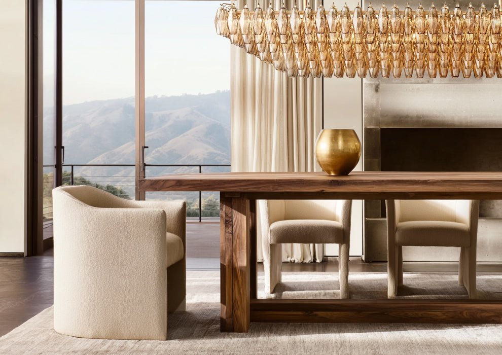 DHIARA SMOKE GLASS TIERED RECTANGULAR GOLD CHANDELIER