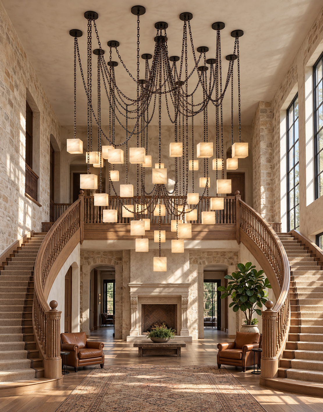 Alabaster Square Chain Chandelier