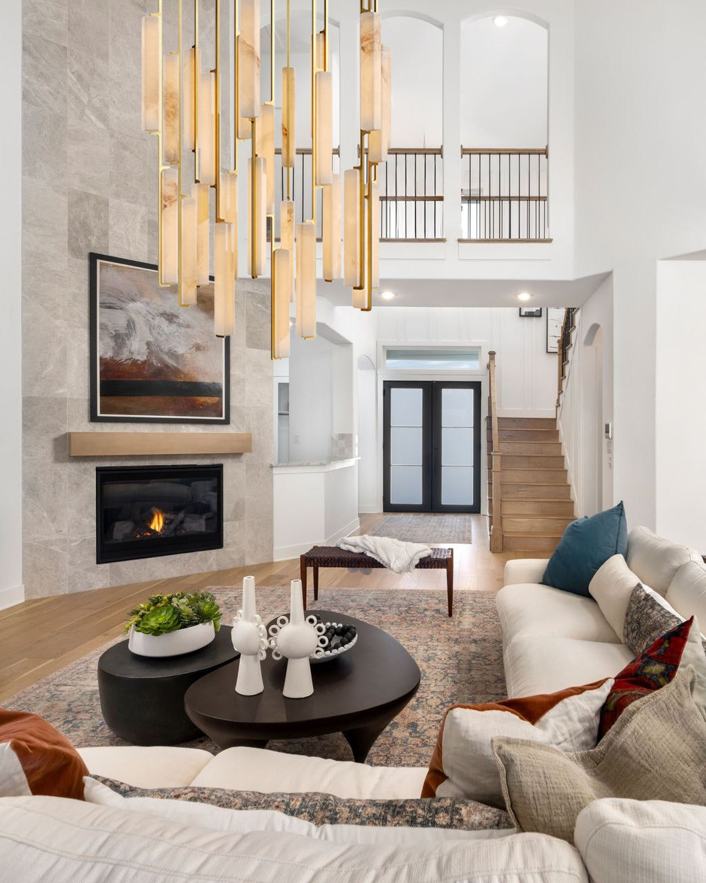 BUDUBON ALABASTER ROUND CHANDELIER 56"