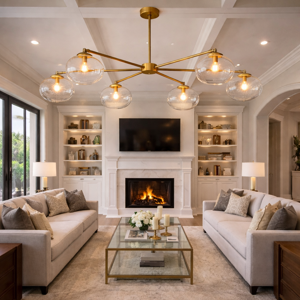 Babrette Clear Glass Mobile Linear Chandelier