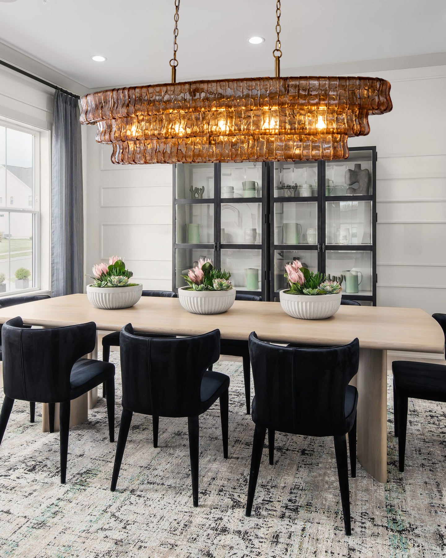 Ehiaccio Smoke Class Oval Chandelier
