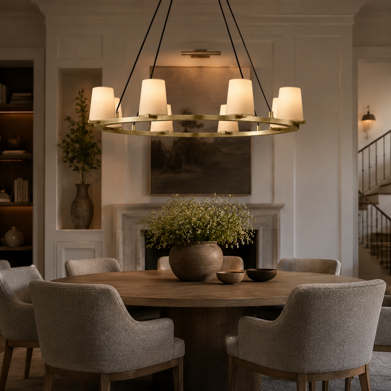Pauillace Fabric Shade Round Chandelier