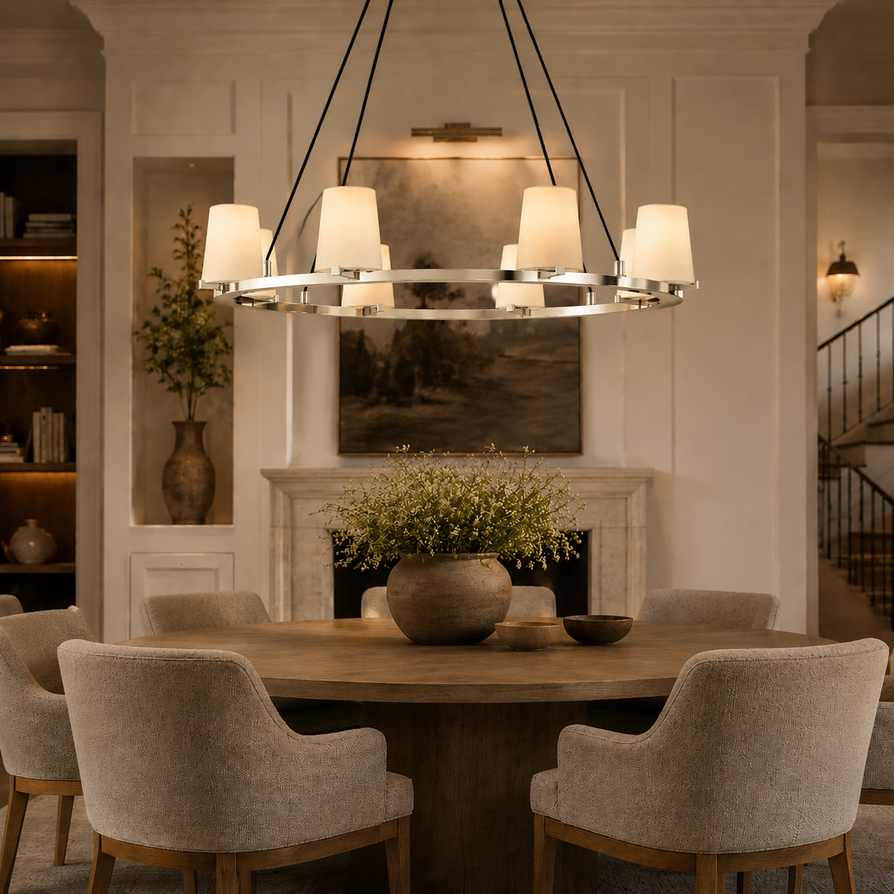 Pauillace Fabric Shade Round Chandelier