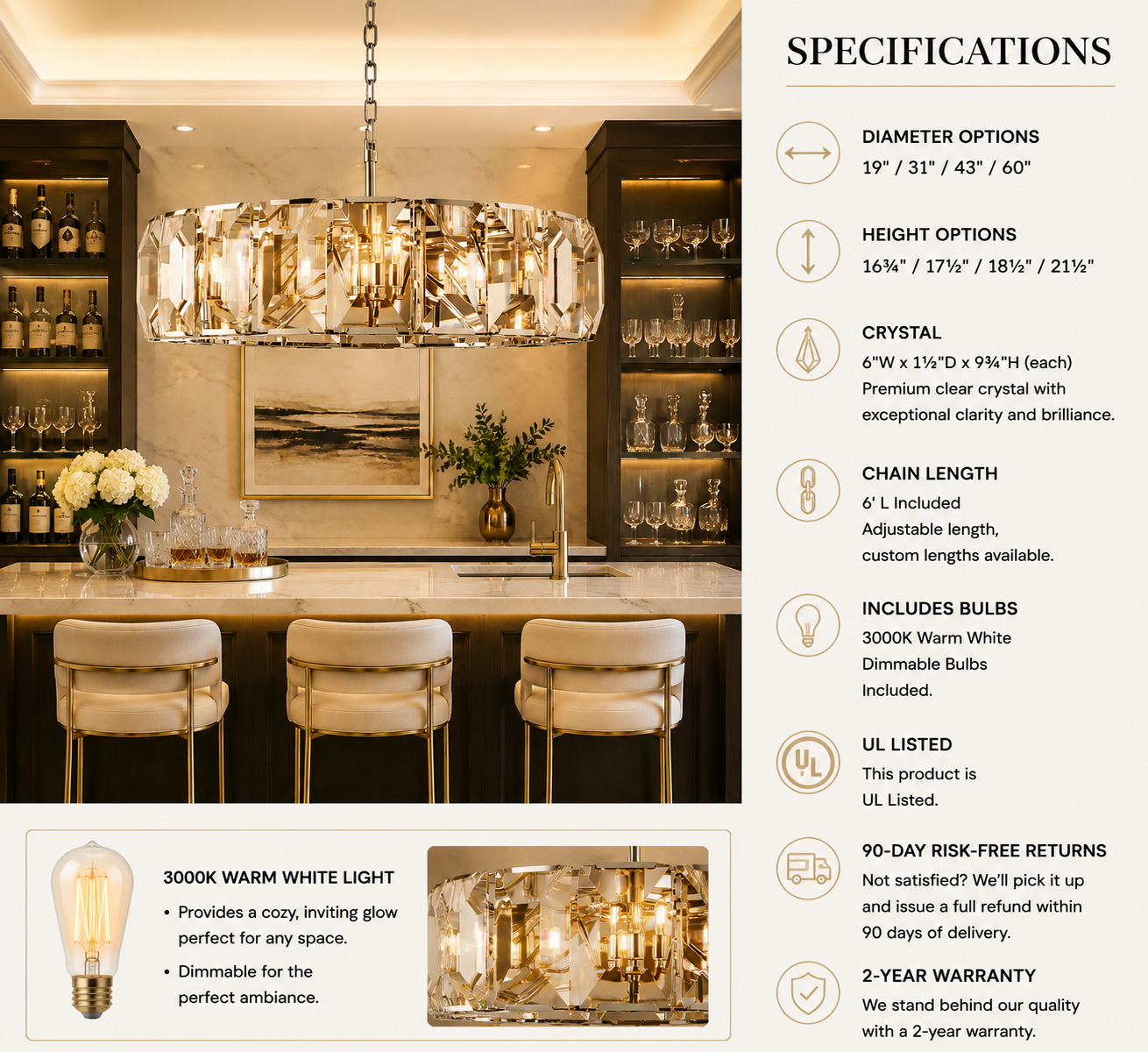Hadilor Crystal Round Chandelier