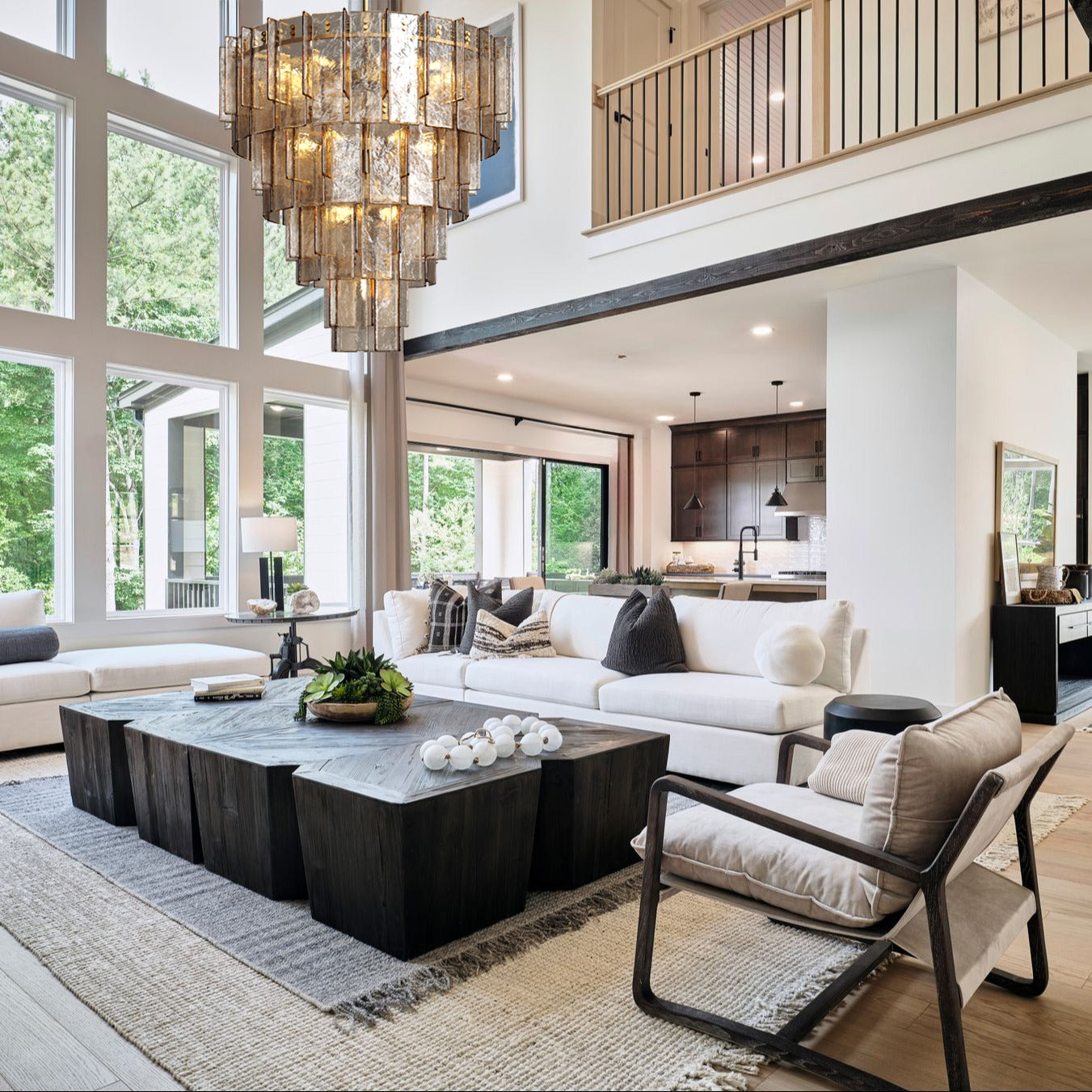 HATTICE SMOKE GLASS TIERED CHANDELIER 47"