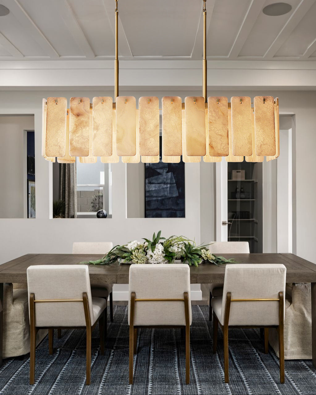 Calametta Onyx Rectangular Chandelier, Chandelier for Dining Room