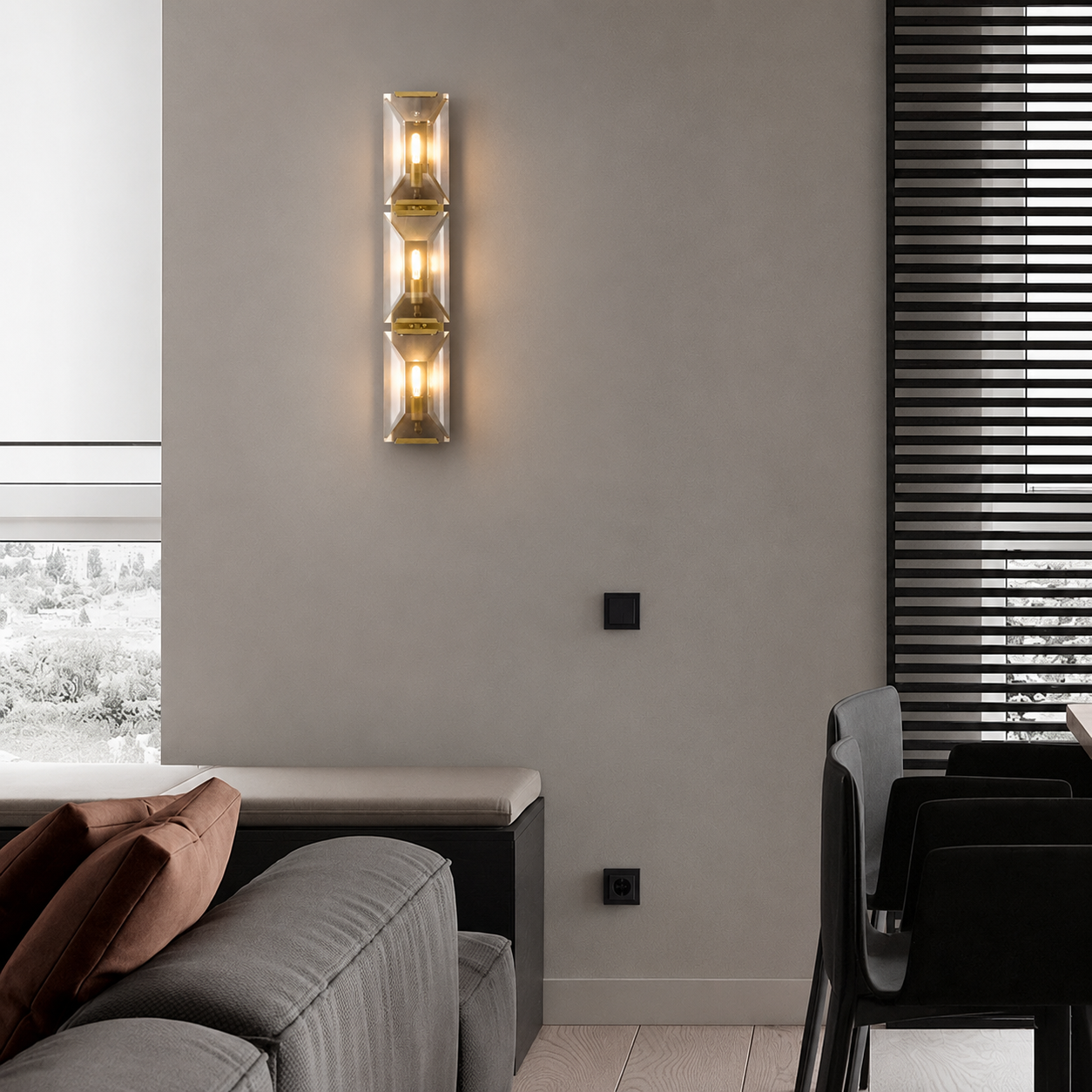 MARLOW CRYSTAL TRIPLE SCONCE