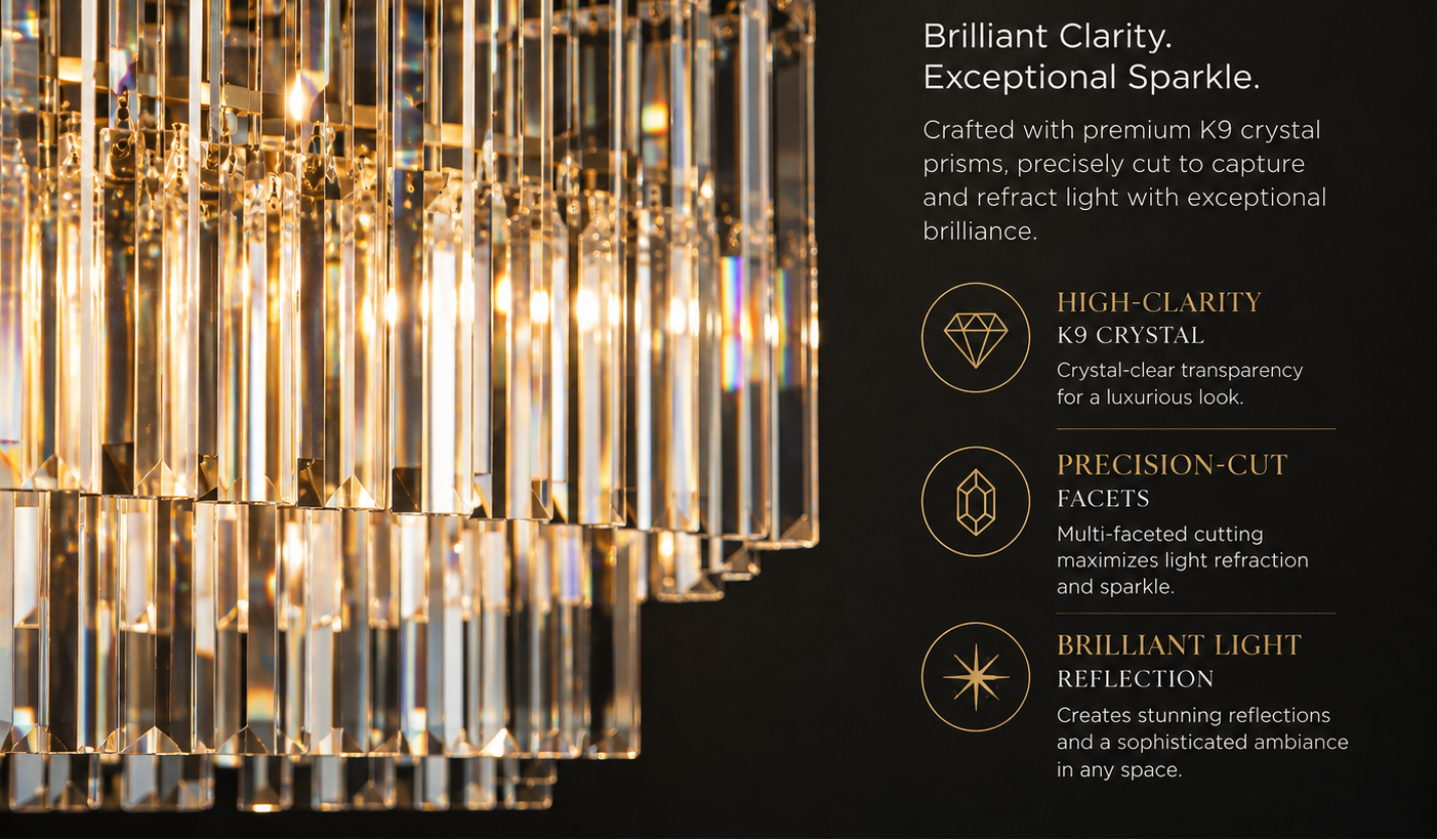 Heristal Crystal Chandelier for Foyer, Entry way, Staircase