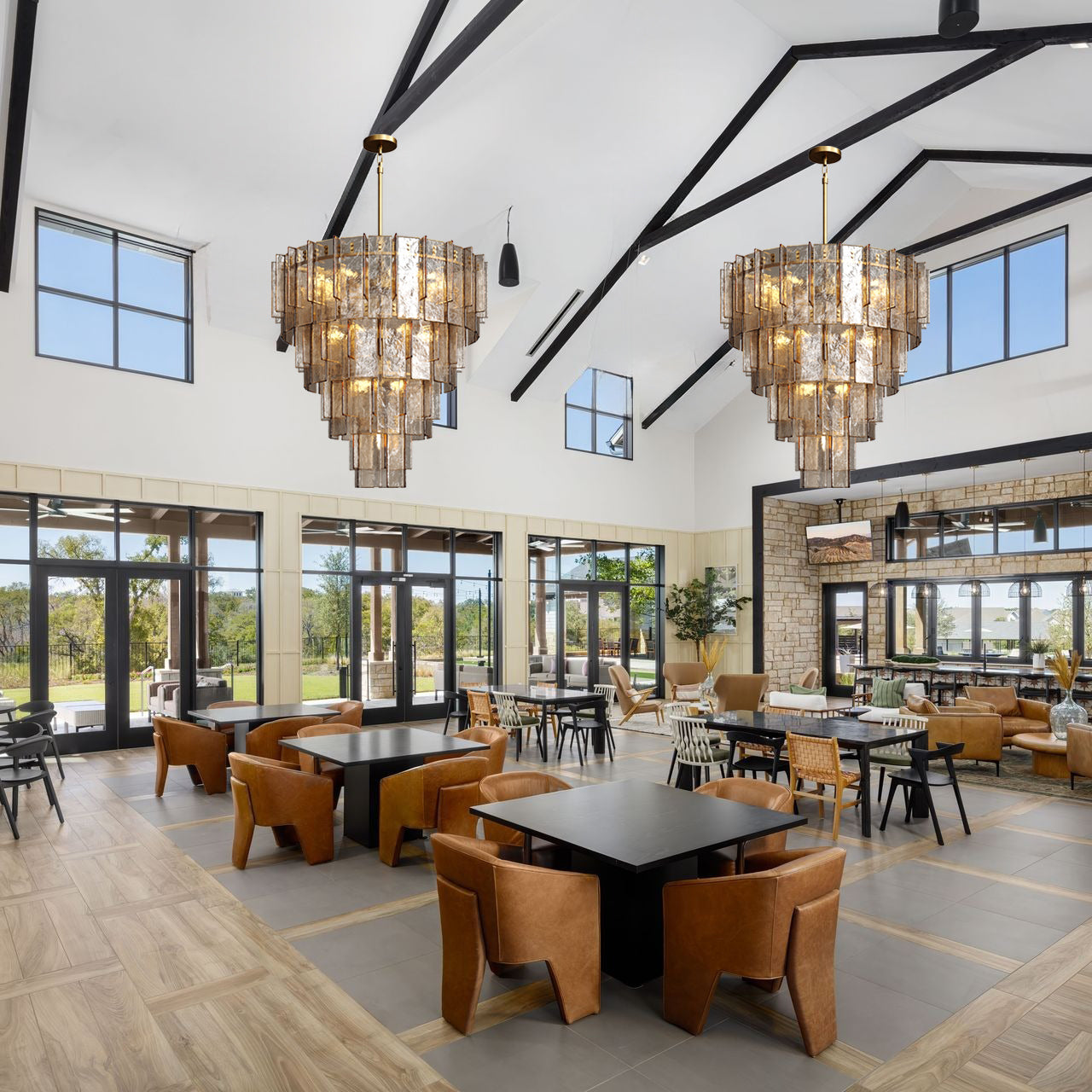 HATTICE SMOKE GLASS TIERED CHANDELIER 47"