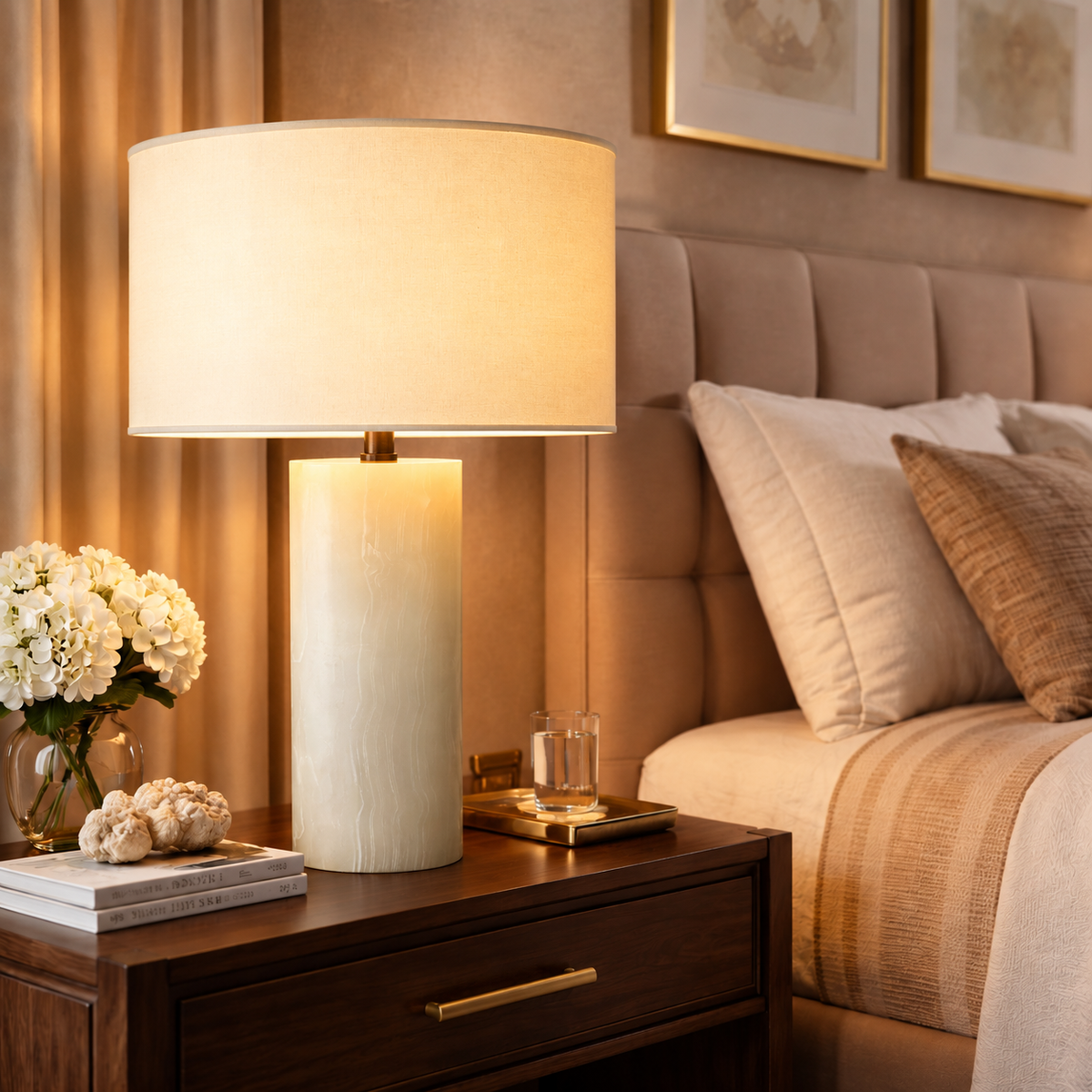 Sarezzoe Stone Cylindrical Table Lamp