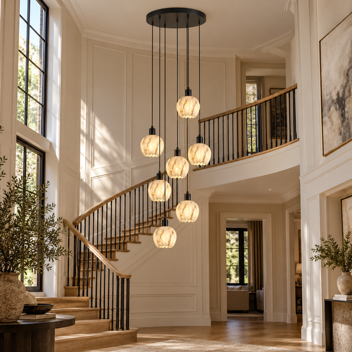 Alabaster Petal Cluster Chandelier