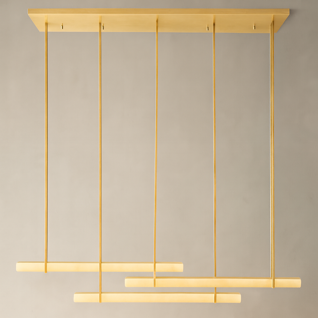 BUDUBON ALABASTER TRIPLE BAR LINEAR CHANDELIER