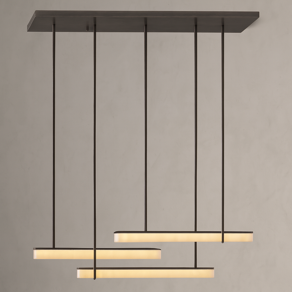 BUDUBON ALABASTER TRIPLE BAR LINEAR CHANDELIER