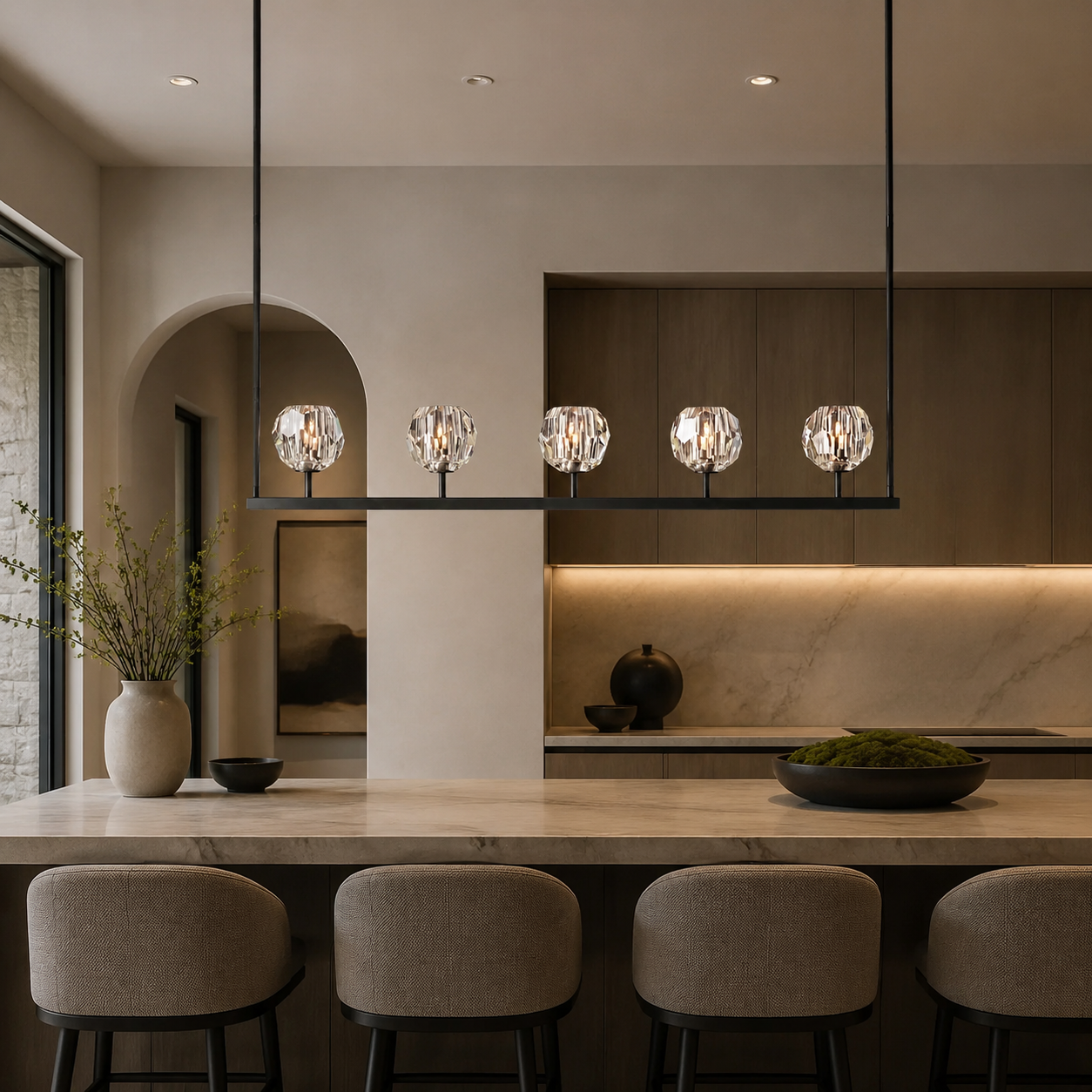 Boule De Cristal Glass Linear Chandelier