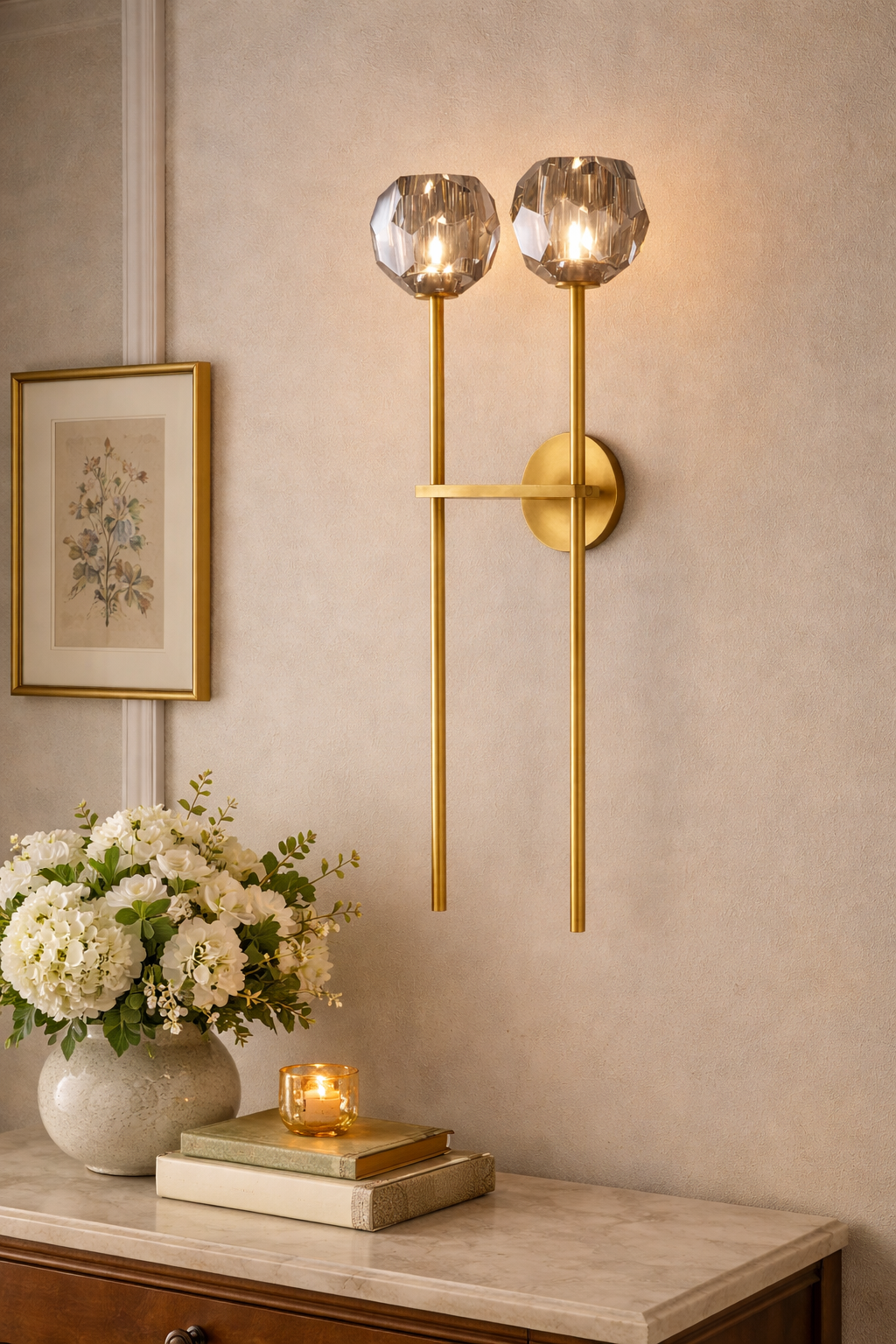 Boule do Cristal Smoke Glass Grand Double Sconce