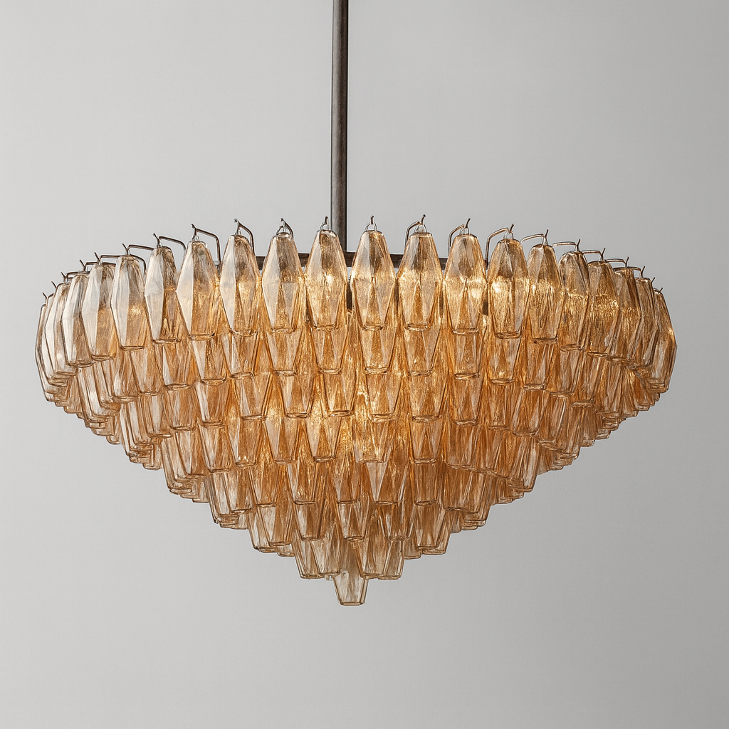 DHIARA SMOKE GLASS TIERED ROUND CHANDELIER 47"