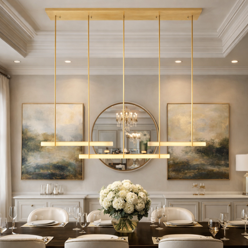 BUDUBON ALABASTER TRIPLE BAR LINEAR CHANDELIER