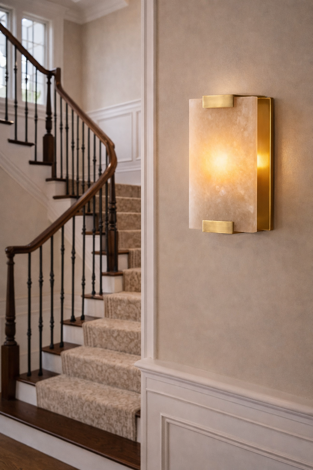 Hand-Carver Alabaster Sconce