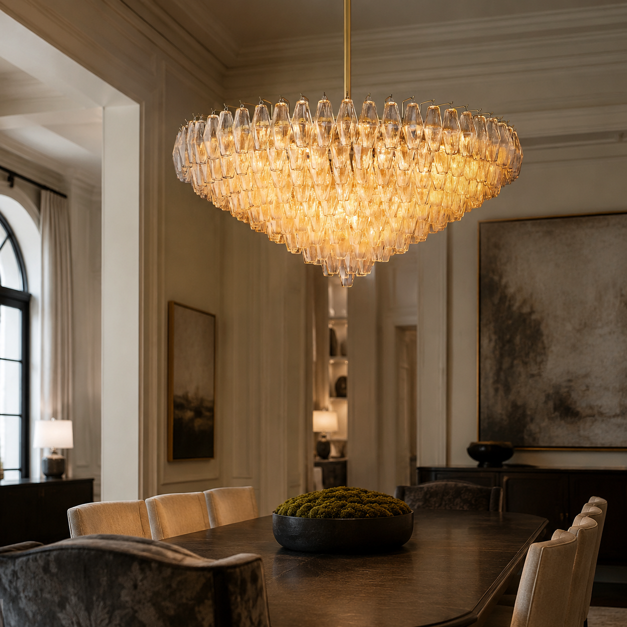 Dhiara Clear Glass Tiered Round Chandelier