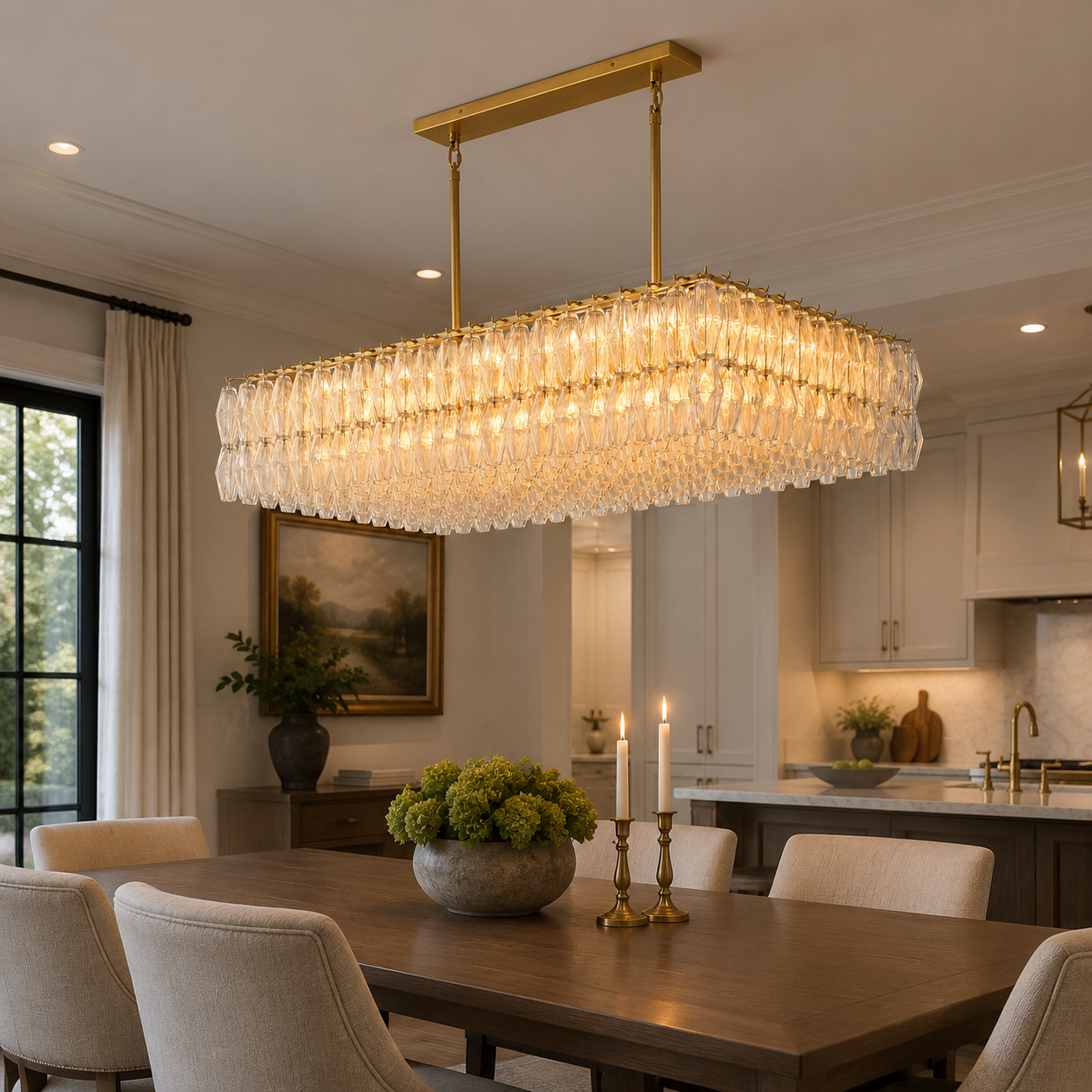 Dhiara Clear Glass Rectangular Chandelier