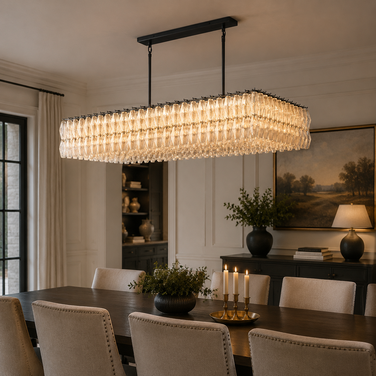 Dhiara Clear Glass Rectangular Chandelier